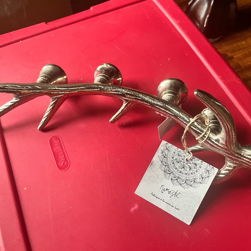 Silver Plated Metal Deer Taper Candle Holder